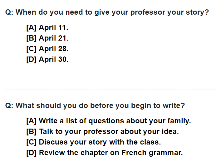 GTEC CBTタイプのリーディングの質問例