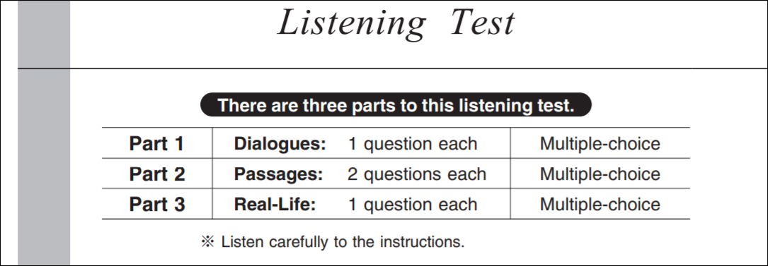 英検準1級のリスニングテストの構成と問題形式