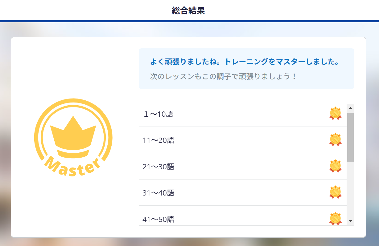 日常英単語の総合結果