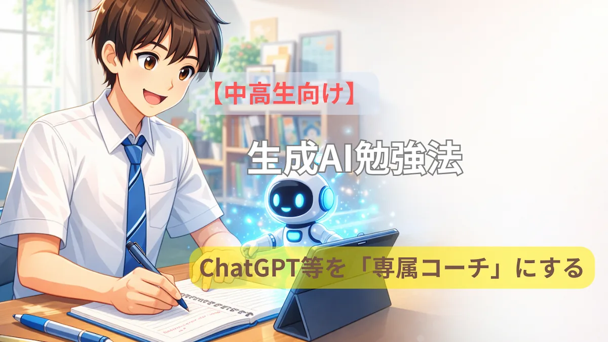 生成AIを使って勉強している中高生のイメージ