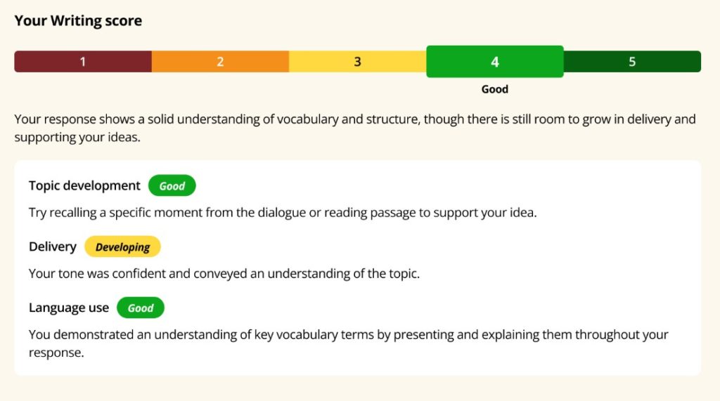 Study.comのWritingの添削結果